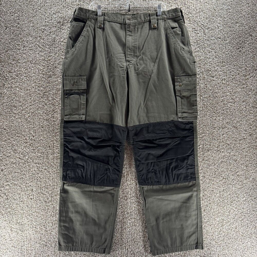 Carhartt Pants Mens 40x30 Green IRR Rip Stop Double Knee Cargo Pockets Cotton